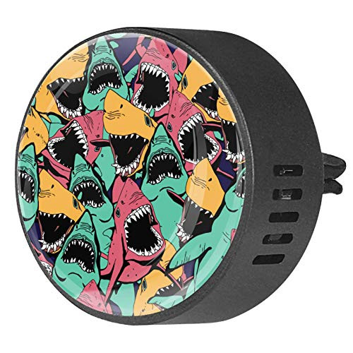 Cartoon Sharks 2pcs Car Diffuser Aromatherapy Essential Oil Diffuser EVA Locket Air Freshener Vent Clip for Car Office Home