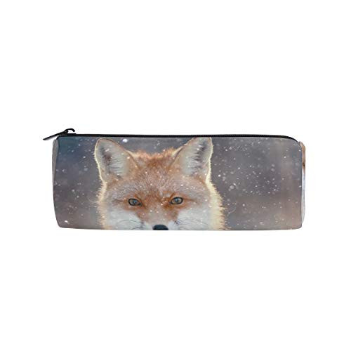 Red Fox in Winter Pencil Case Office Pencil Holder Pouch Bag Pen Pencil Stationery Cosmetic Bag