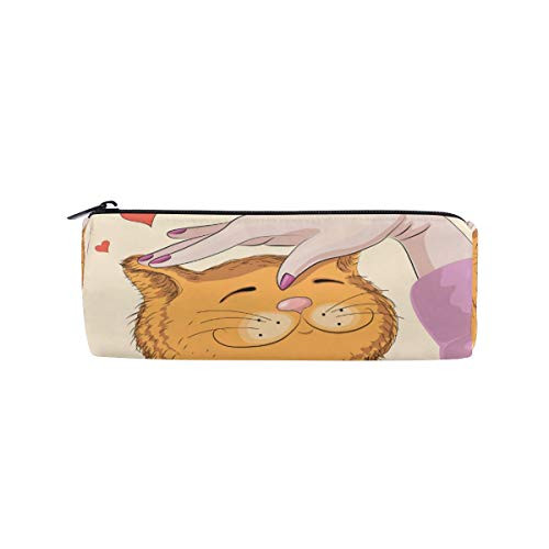 Hand Red Cat Pencil Case Office Pencil Holder Pouch Bag Pen Pencil Stationery Cosmetic Bag