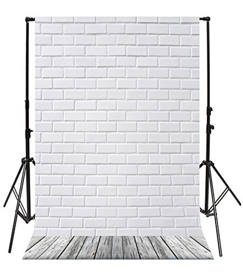 Yeele Photography Backdrops 5x7ft /1.5 X 2.1M White Brick Wall Wood Floor Photo Backdrop for Photography Background Studio Props Video Shooting
