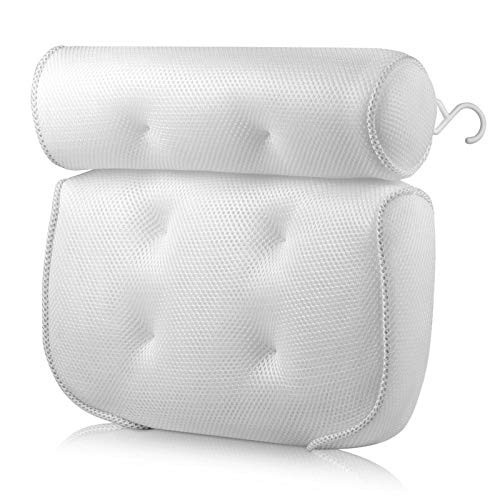 IETONE Breathable 3D Mesh Spa Bath Pillow with Suction Cups, Waterproof Bathtub Pillow Bath Headrest Cushion, Head Neck Rest Pillow Shoulder Support Cushion for Bathtub/Hot Tub/Jacuzzi/Spa