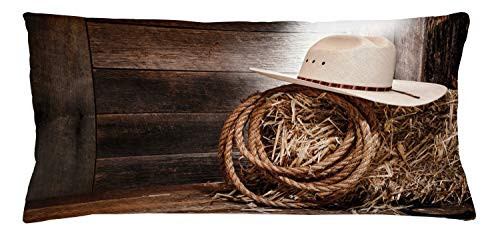 Ambesonne Western Throw Pillow Cushion Cover, American West Rodeo Hat Traditional Ranching Robe on Wooden Ground Folk Art Photo, Decorative Rectangle Accent Pillow Case, 36inch X 16inch , Brown Beige Ambesonne Western Throw Pillow Cushion Cover, American West Rodeo Hat Traditional Ranching Robe on Wooden Ground Folk Art Photo, Decorative Rectangle Accent Pillow Case, 36inch X 16inch , Brown Beige