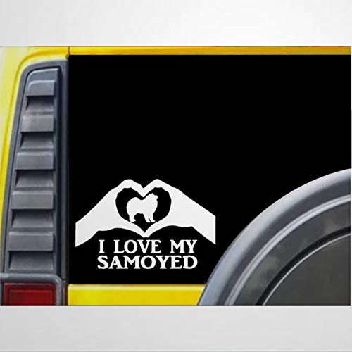 Samoyed Heart Hands Inch Dog PVC Cars Decal Sticker, Vinyl Auto Decals  and  Decal Sticker for Bumper,Trucks, Vans, Motorcycle, Window, Laptop, Computer, Cup, Mug, Bottle.