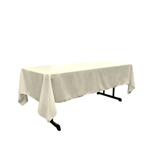 LA Linen Polyester Poplin Rectangular Tablecloth 60 by 144", Ivory