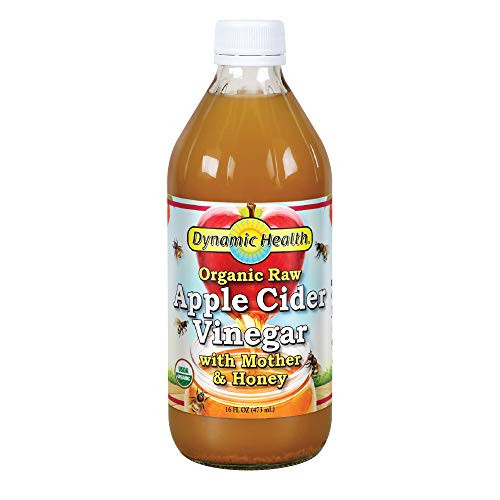 Dynamic Health Organic Raw Apple Cider Vinegar with Mother  and  Honey  Vegetarian, Non-GMO, No Gluten orArtificial Flavors  16 FL OZ, Btl-Glass