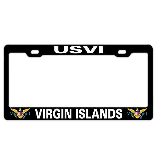 Wind gt2019 New License Plate Frame Aluminum License Plate Cover .12x6 inch USVI United States Virgin Islands Black