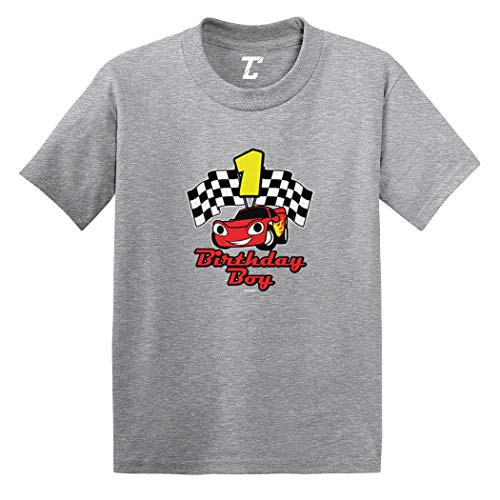 Birthday Boy Car One - 1 Year Old Fun Infant/Toddler Cotton Jersey T-Shirt Light Gray, 18 Months