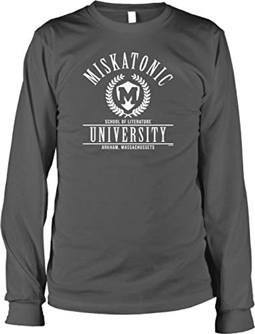 NOFO Clothing Co Miskatonic University, Arkham, MA Men's Long Sleeve Shirt, L Char NOFO Clothing Co Miskatonic University, Arkham, MA Men's Long Sleeve Shirt, L Char