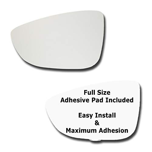 Mirror Glass plus  Full Size Adhesive Pad for 2009-2017 Volkswagen CC Driver Side Replacement - 2 Options Offered 2009 2010 2011 2012 2013 2014 2015 2016 2017