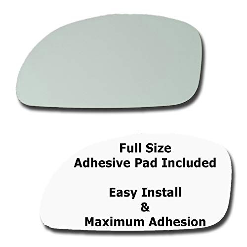 Mirror Glass plus  Full Size Adhesive Pad for 1996-2000 Hyundai Elantra Driver Side Replacement