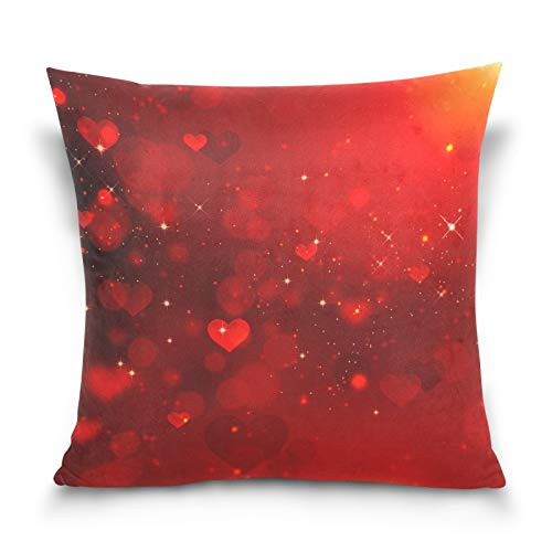 ALAZA Square Decorative Throw Pillow Case Cushion Cover Valentine's Red Hearts Zipper Soft Pillowcase 18x18 inch Home Bed Sofa Pillow Cover