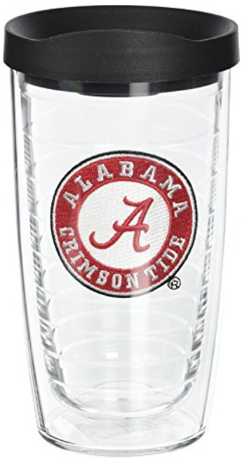 Tervis 1056596 Alabama Crimson Tide Tumbler with Emblem and Black Lid 16oz, Clear