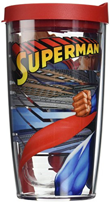 Tervis 1132638 Superman Tumbler with Wrap and Red Lid 16oz, Clear Tervis 1132638 Superman Tumbler with Wrap and Red Lid 16oz, Clear