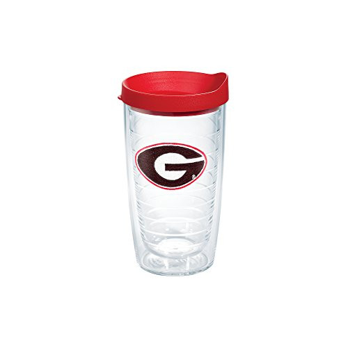 Tervis 1060835 Georgia University Emblem Individual Tumbler with Red lid, 16 oz, Clear Tervis 1060835 Georgia University Emblem Individual Tumbler with Red lid, 16 oz, Clear