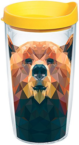 Tervis 1223245 Bear Trend Tumbler with Wrap and Yellow Lid 16oz, Clear
