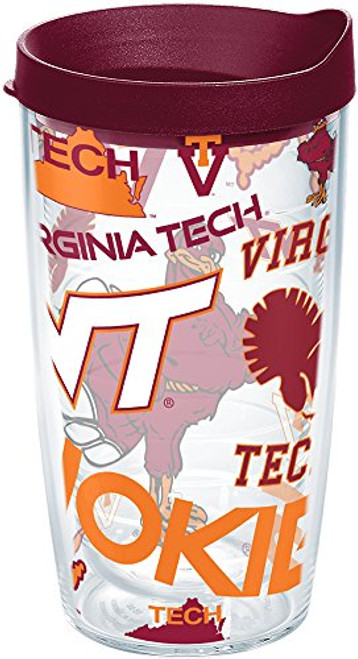 Tervis 1259000 Virginia Tech Hokies All Over Insulated Tumbler with Wrap and Maroon Lid, 16oz, Clear Tervis 1259000 Virginia Tech Hokies All Over Insulated Tumbler with Wrap and Maroon Lid, 16oz, Clear