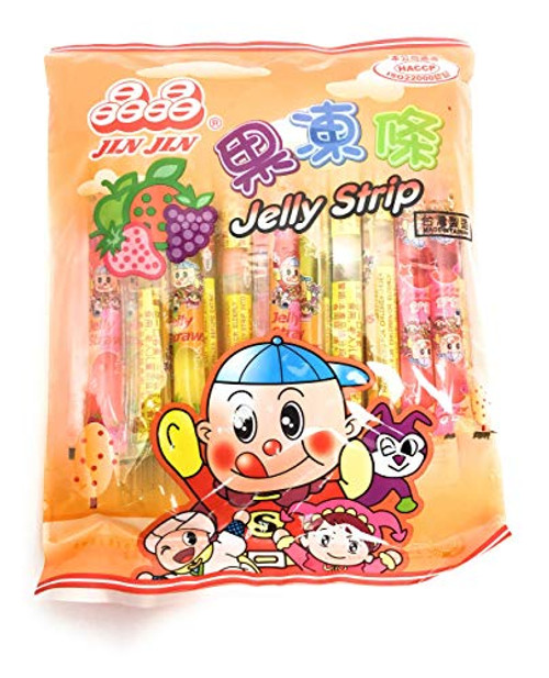 Jin Jin - Jelly Strip Jelly Filled Straws in Assorted Flavors - Net Wt. 14.7 Oz. - SET OF 3