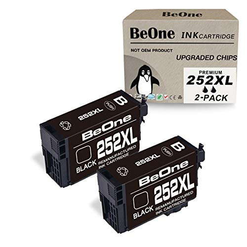 BeOne Remanufactured Ink Cartridge Replacement for Epson 252 XL 252XL T252 T252XL Black 2-Pack to Use with Workforce WF-7720 WF-3640 WF-7710 WF-3620 WF-7110 WF-7620 WF-7610 WF-7210 WF-3630 Printer