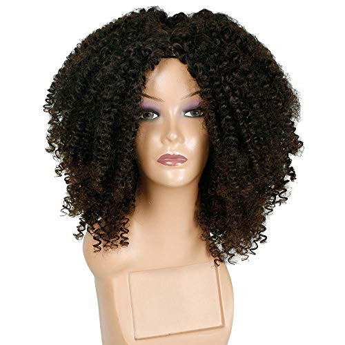 Short Curly Wigs for Women Deep Wave Lace Front Human Hair Brown Synthetic Afro Wig African American Natural Fluffy Explosion Head Fiber Hair Wig Short Curly Wigs for Women Deep Wave Lace Front Human Hair Brown Synthetic Afro Wig African American Natural Fluffy Explosion Head Fiber Hair Wig