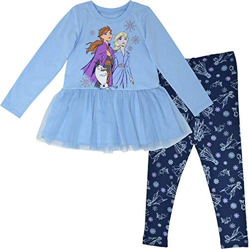 Disney Frozen Big Girls Elsa Anna Olaf T-Shirt and Tulle Leggings Set 6/6X Light Blue Disney Frozen Big Girls Elsa Anna Olaf T-Shirt and Tulle Leggings Set 6/6X Light Blue