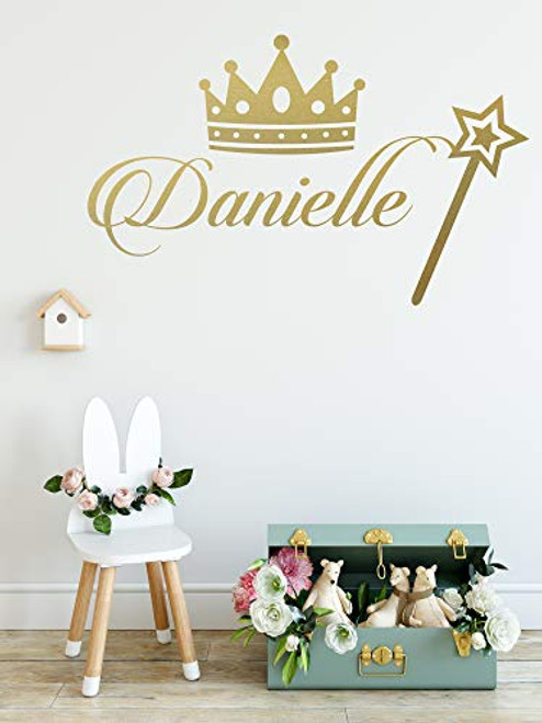 Princess Decor - Personalized Name Princess Wall Decal - Nursery Baby Girl Decoration - Mural Wall Decal Sticker For Home Interior Decoration Car Laptop M382 Wide 30inch  x 17inch  Height