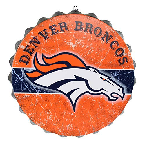 FOCO Denver Broncos NFL Metal Distressed Bottlecap Sign FOCO Denver Broncos NFL Metal Distressed Bottlecap Sign