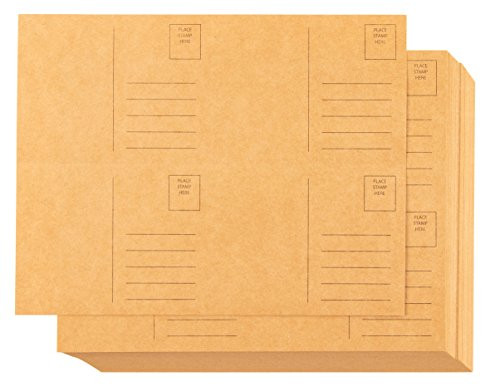 Blank Postcards - 100-Sheet Kraft Postcards, Self Mailer Mailing Side Postcards, 4 Per Page 400 Postcards in Total, Perforated, 4 x 6 Inches