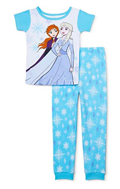 Disney Frozen Anna and Elsa Toddler Girls Cotton Pajama Set Blue, 2T