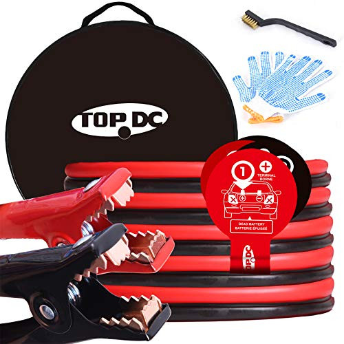 TOPDC Jumper Cables 4 Gauge 20 Feet Heavy Duty Booster Cables Set with Carry Bag 4AWG x 20Ft