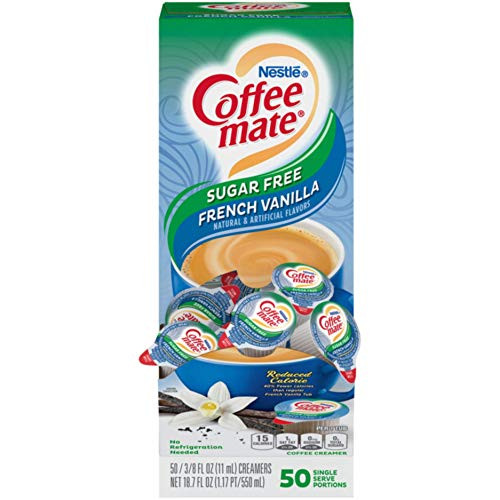 Nestle Coffee mate Coffee Creamer, Sugar Free French Vanilla, Liquid Creamer Singles, Box of 50 Singles, Set of 3