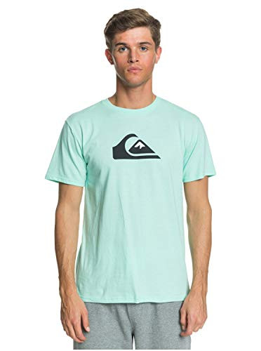 Quiksilver Men's Comp Logo Short Sleeve Tee Shirt, Beach Glass, M