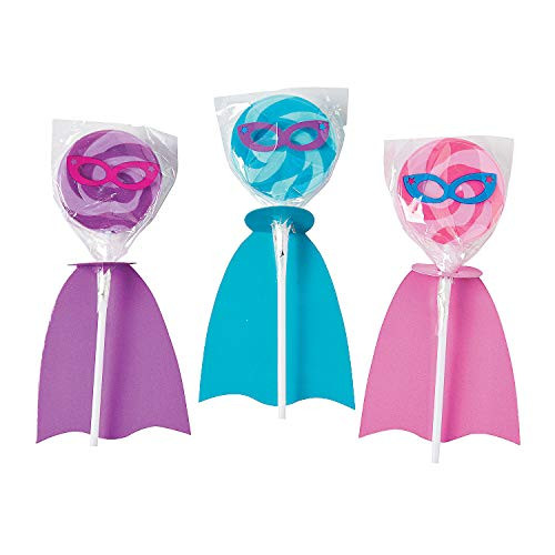 Fun Express - Superhero Girl Swirl Pop Set for Birthday - Edibles - Sucker  and  Pop - Swirl  and  Twist Pops - Birthday - 12 Pieces