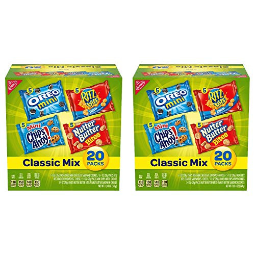Nabisco Classic Mix Variety Pack, OREO Mini, CHIPS AHOY Mini, Nutter Butter Bites, RITZ Bits Cheese, 20 - 1 oz Snack Packs, SET OF 2 Nabisco Classic Mix Variety Pack, OREO Mini, CHIPS AHOY Mini, Nutter Butter Bites, RITZ Bits Cheese, 20 - 1 oz Snack Packs, SET OF 2