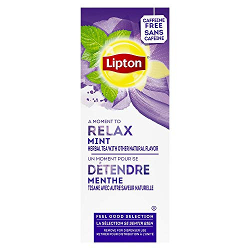 Lipton Mint Enveloped Hot Tea Bags Herbal Caffeine Free, 28 count, Pack of 6