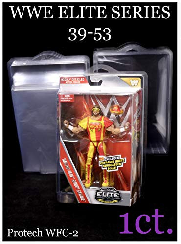 Protech WWE Elite Series 39-53 Action Figure Protective Display Case 1 Single Protector  Made to Protect Mattel Elite WWE Packaged Collectible Figures Series 39-53 WFC-2