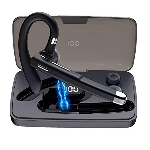 Kath Bluetooth Headset, Wireless Bluetooth Earpiece 8-10 Hours Talktime Stereo Noise Cancelling Mic, Compatible for iPhone Android Cell Phones Driving/Business/Office Black