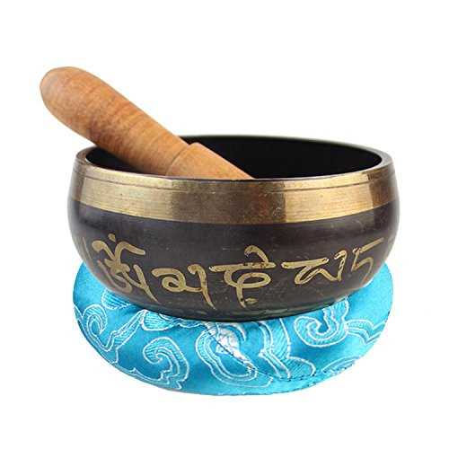 Antique Tibetan Singing Bowl with Striker Mallet and Random Color Cushion Pad Meditation Set For Chakra Healing Prayer Yoga Mindfulness Gift 8cm Bowl