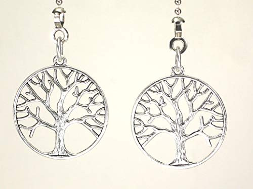 2-Piece Silver Tree of Life Ceiling Fan Pulls Set