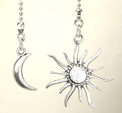 Two-Piece Silvery Moon and Sun Rays Ceiling Fan Pulls Set