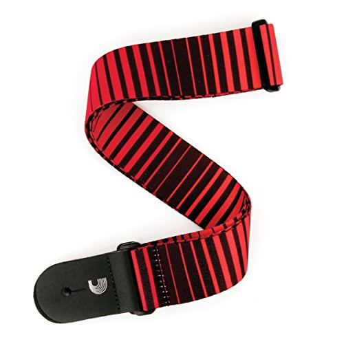 Planet Waves Woven Guitar Strap, Red Optical Stripes