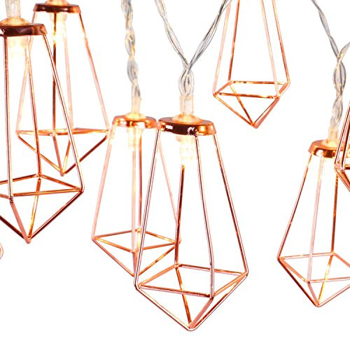 Lewondr String Lights Geometric Rose Gold Diamond LED Metal Fairy Lights 3m/9.8ft 20 LED USB & Battery Powered Twinkle Lights for Bedroom Wedding Christmas Home Decoration - Warm White Lewondr String Lights Geometric Rose Gold Diamond LED Metal Fairy Lights 3m/9.8ft 20 LED USB & Battery Powered Twinkle Lights for Bedroom Wedding Christmas Home Decoration - Warm White