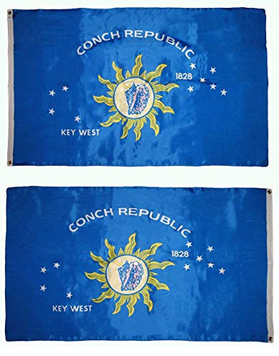 FR 3x5 Key West Conch Republic Heavy Duty Solarmax Nylon 210D Doublesided Flag 3'x5' Banner Gift Set