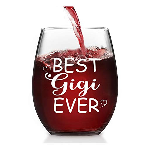 Grandma Gift - Best Gigi Ever Stemless Wine Glass 15 Oz, Unique Gigi Wine Glass for Grandma Grandmother Grandma To Be Gigi Mimi Nana, Great Gift Idea for Christmas Birthday Mothers Day Retirement Grandma Gift - Best Gigi Ever Stemless Wine Glass 15 Oz, Unique Gigi Wine Glass for Grandma Grandmother Grandma To Be Gigi Mimi Nana, Great Gift Idea for Christmas Birthday Mothers Day Retirement