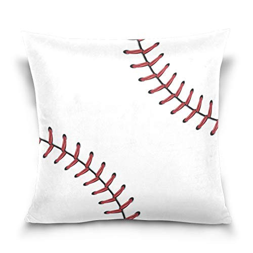 ALAZA Square Decorative Throw Pillow Case Cushion Cover Baseball Red Lace on White Zipper Soft Pillowcase 18x18 inch Home Bed Sofa Pillow Cover