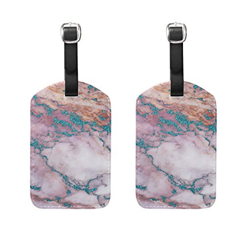 Set of 2 Luggage Tags Marble Pattern Suitcase Labels Travel Accessories