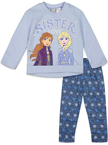 Disney Frozen Elsa Anna Little Girls Long Sleeve Top and Leggings Set 4 Blue