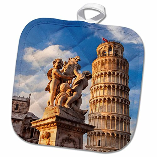 3D Rose Berninis Fountain-Piazza Navona-Rome-Italy-Eu16 Bjn0132-Brian Jannsen Pot Holder, 8 x 8