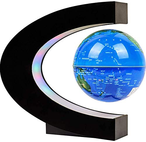 Floating Globe with LED Lights, 2020 New C Shape Magnetic Levitation Floating Rotating Globe World Map Globe Gravity Educational Gift for Kids Home Office Desk Decoration