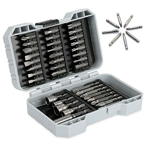 Jhua 37 Pcs Impact Driver Bit Set, Impact Drill Bit Set with Tough Case Precision Screwdriver Bit Set S2 Alloy Steel Small Metal Drill Bit Set for Wood Plastic Hex Drill Bit Screwdriver Set