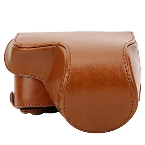 Goshyda PU Leather Camera Bag, Removable Battery Packag Camera Case with Shoulder Strap for Sony A6400 ILCE-a6400Brown